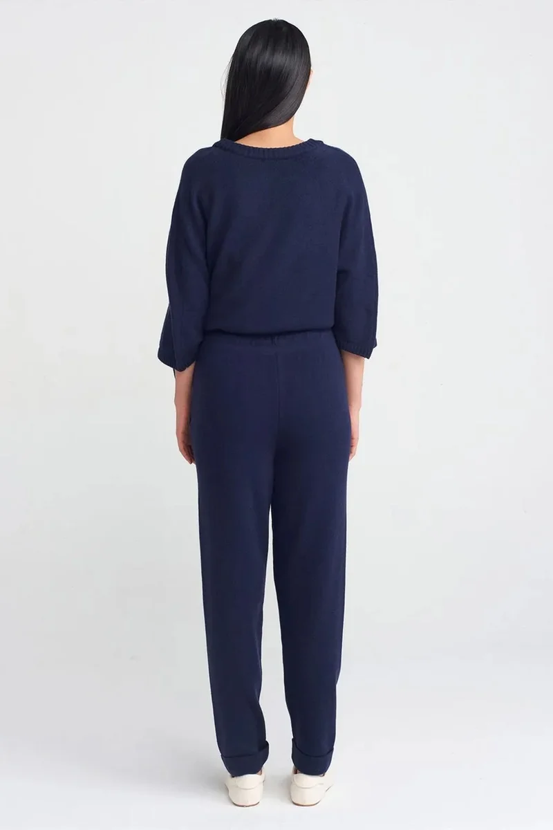 Dilvin Navy Blue DILVIN Women’s Lurex Knit Jogger Pants for Women | Best Price UAE