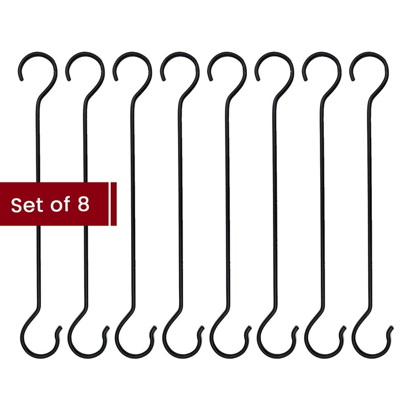CRAFTCASTLE Large S Hooks Black | Long S Hooks for Hanging Plant | Extension Hooks for Kitchenware, Utensils, Pergola, Closet, Flower Basket S Hook. 51 Cm, (Set of 8) - Image 3