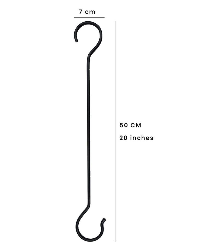 CRAFTCASTLE Large S Hooks Black | Long S Hooks for Hanging Plant | Extension Hooks for Kitchenware, Utensils, Pergola, Closet, Flower Basket S Hook. 51 Cm, (Set of 8) - Image 2