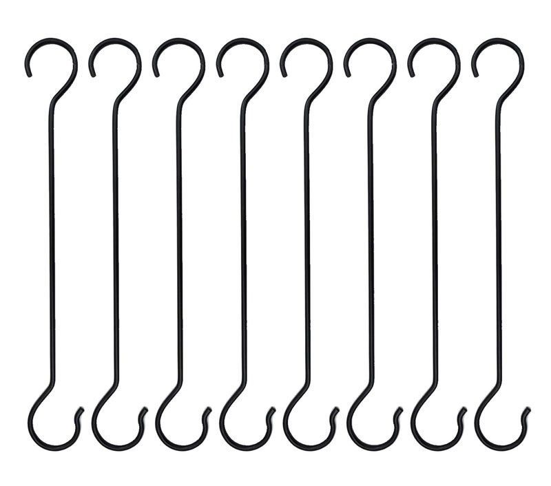 CRAFTCASTLE Large S Hooks Black | Long S Hooks for Hanging Plant | Extension Hooks for Kitchenware, Utensils, Pergola, Closet, Flower Basket S Hook. 51 Cm, (Set of 8) - Image 1