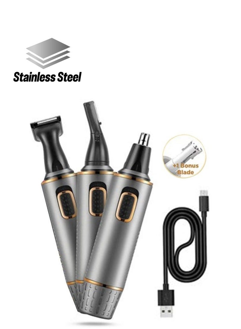 Generic Ear and Nose Hair Trimmer,Rechargeable 3-in-1 Versatile Trimmer for Men Professional Electric Shaver for Nose Ear Beard Facial Hair Body Hair Trimmer for Men,Wet or Dry Use  - Image 1