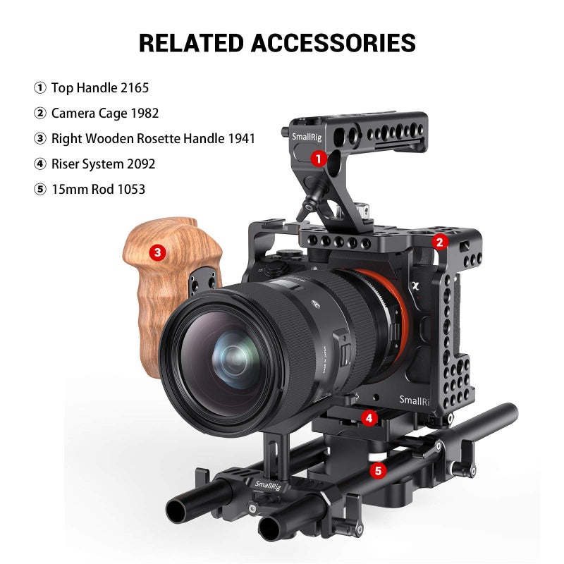SMALLRIG 15mm Long Lens Support Bracket Height Adjustable for DSLR Camera Shoulder Rig (New) - 1087 - Image 5