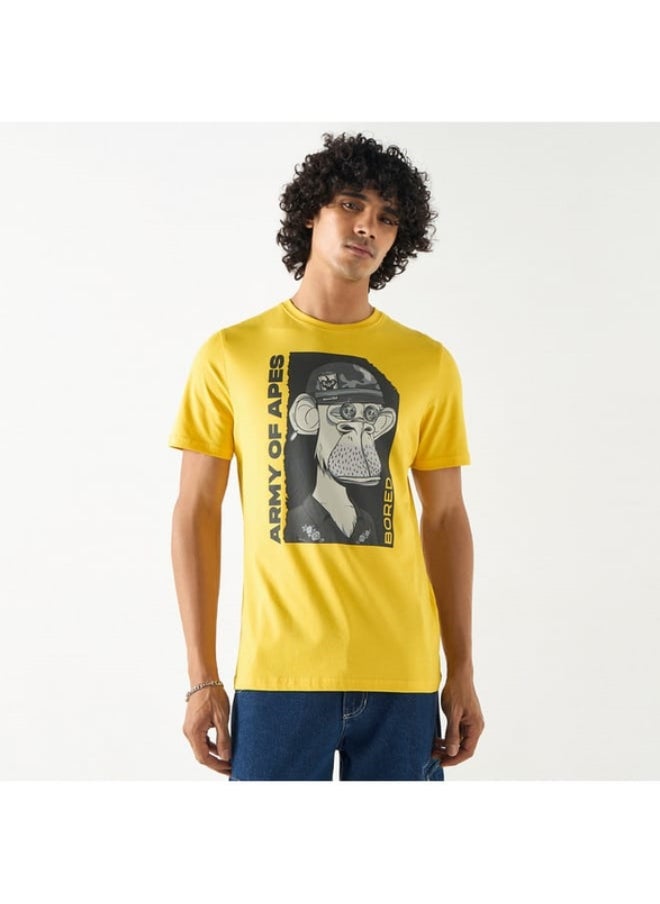 SP Characters Army of Apes Print T-shirt with Crew Neck and Short Sleeves  - Image 1