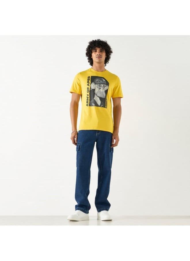 SP Characters Army of Apes Print T-shirt with Crew Neck and Short Sleeves  - Image 3