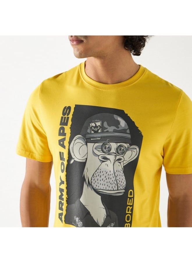 SP Characters Army of Apes Print T-shirt with Crew Neck and Short Sleeves  - Image 4