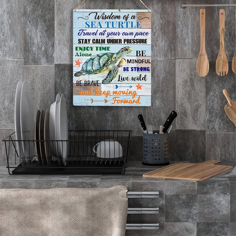 YCYD Sea Turtle Decor, Friends Inspirational Turtle Gifts, Wall Art Wooden Hanging Sign Decor, for Office Bedroom Living Room Home Decoration 10x8 Inch - Image 4