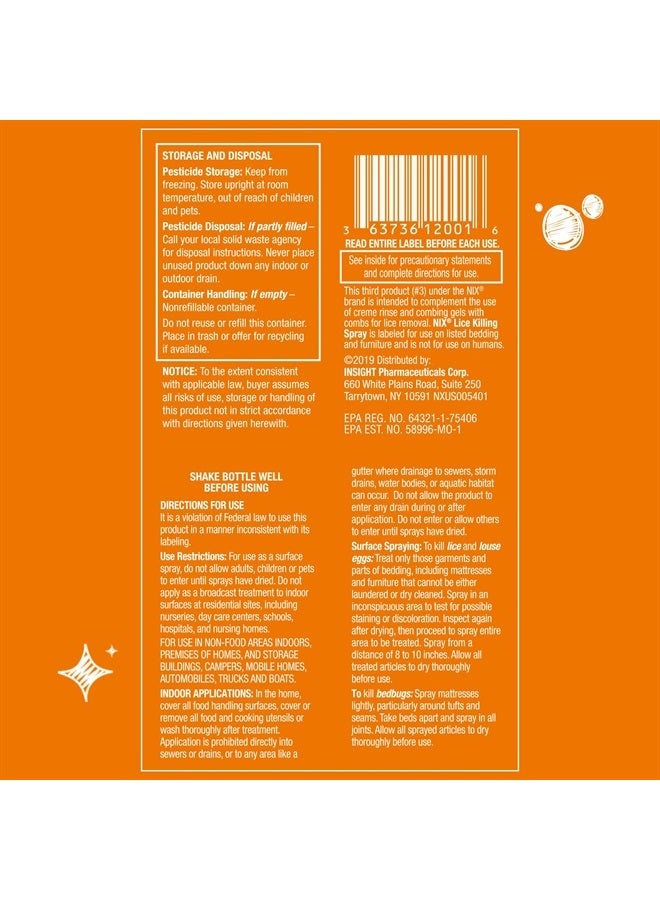 NIX Lice & Bedbug Killing Spray for Home, Bedding & Furniture, 5 fl oz - Image 5