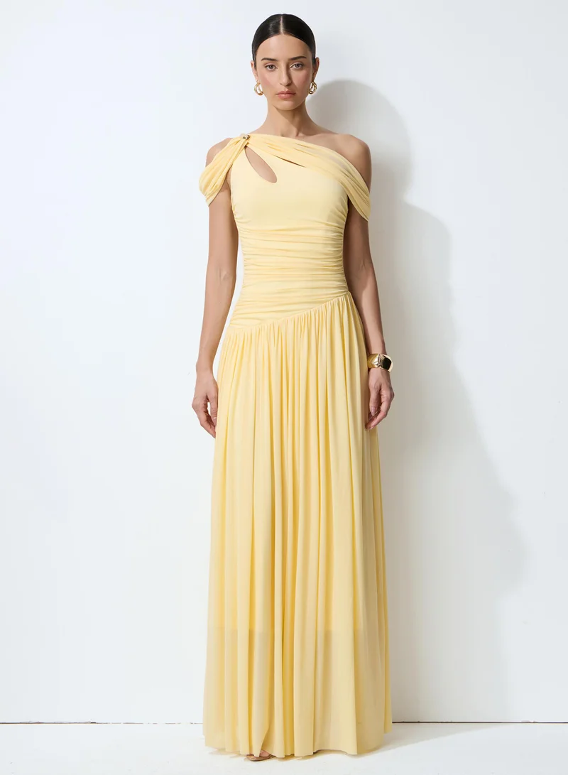 Sweetest Feelings Yellow One Shoulder Cutout Maxi Dress
