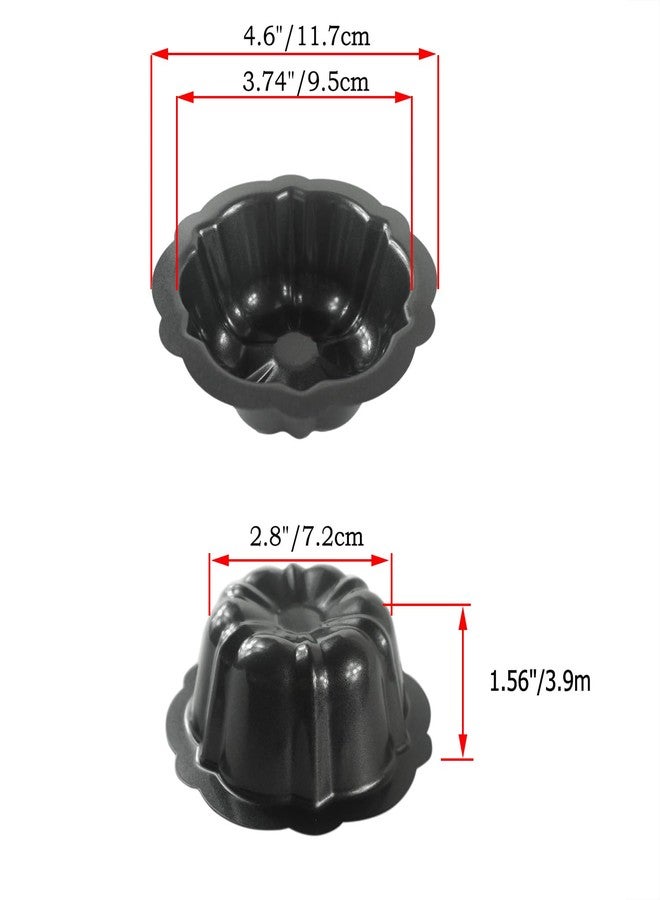 LoveDeal 4 Inch Small Fluted Cake Pan, Carbon Steel Mini Kugelhopf Cake Mold, Round Baking Pan Set of 4 for Small Servings Size Cakes, Bread, Brownie, Pudding - Black (4.6" x 2.8" x 1.56") - Image 2