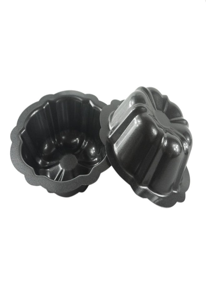 LoveDeal 4 Inch Small Fluted Cake Pan, Carbon Steel Mini Kugelhopf Cake Mold, Round Baking Pan Set of 4 for Small Servings Size Cakes, Bread, Brownie, Pudding - Black (4.6" x 2.8" x 1.56") - Image 4