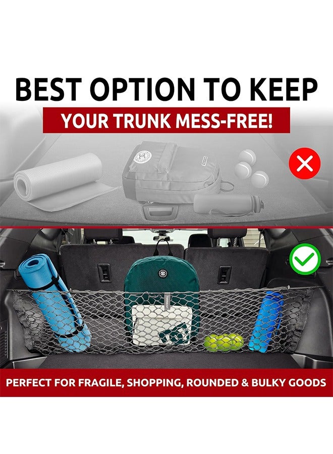 Automotive Cargo Nets for SUV Trunk Net Organizer for Car,Rear Cargo Net Stretchable,Universal Adjustable Elastic Trunk Cargo Storage Organizer, Double-Layer Storage Nylon Mesh, Auto Supplies - Image 3