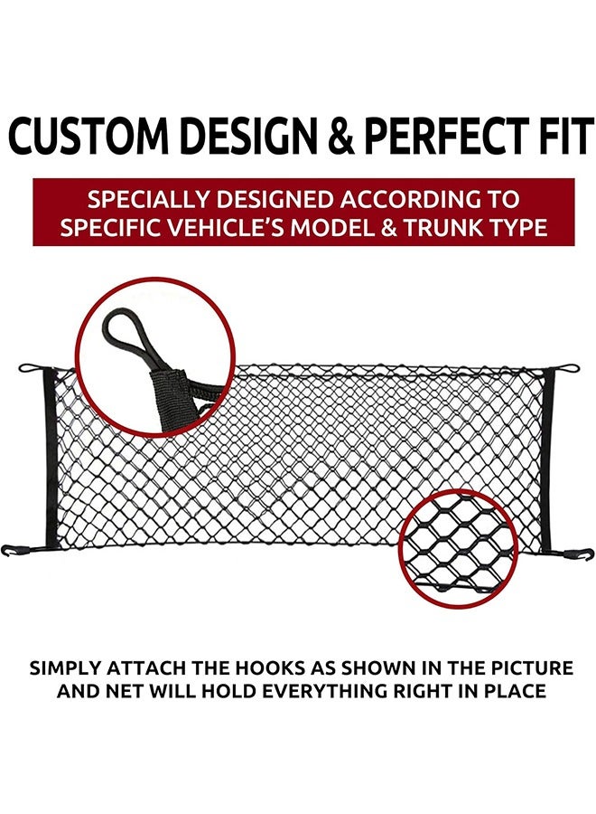 Automotive Cargo Nets for SUV Trunk Net Organizer for Car,Rear Cargo Net Stretchable,Universal Adjustable Elastic Trunk Cargo Storage Organizer, Double-Layer Storage Nylon Mesh, Auto Supplies - Image 4