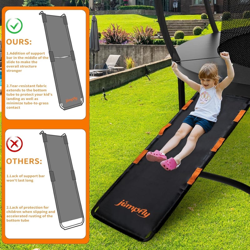 jumpfly Trampoline Slide Ladder Universal Trampoline Ladder with Handles Strong Tear Resistant Fabric Trampoline Accessories for Kids Toddler Climb Up & Slide Down, Orange - Image 2