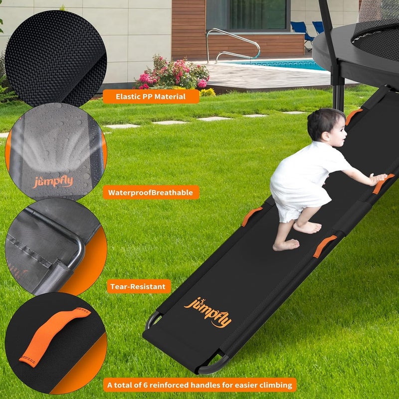 jumpfly Trampoline Slide Ladder Universal Trampoline Ladder with Handles Strong Tear Resistant Fabric Trampoline Accessories for Kids Toddler Climb Up & Slide Down, Orange - Image 3