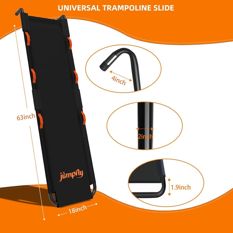 jumpfly Trampoline Slide Ladder Universal Trampoline Ladder with Handles Strong Tear Resistant Fabric Trampoline Accessories for Kids Toddler Climb Up & Slide Down, Orange - Image 5