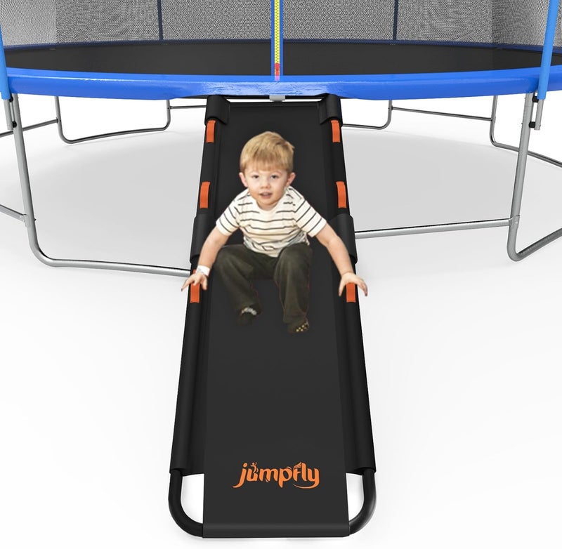 jumpfly Trampoline Slide Ladder Universal Trampoline Ladder with Handles Strong Tear Resistant Fabric Trampoline Accessories for Kids Toddler Climb Up & Slide Down, Orange - Image 1