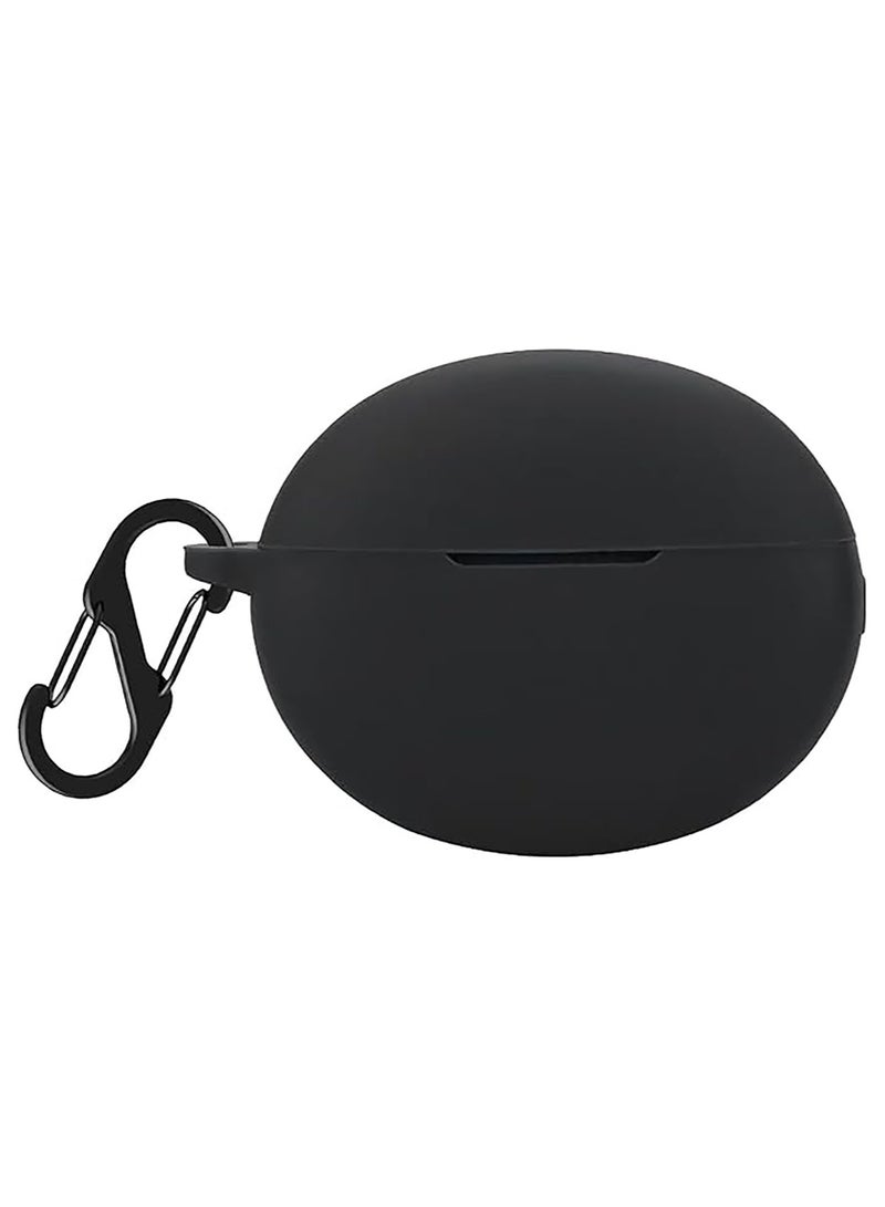 Silicone Case for Oneplus nord Buds 3 pro/Oneplus Buds pro 3, Shockproof Protective Earbuds Cover with Carabiner Accessories (Black) - Image 1