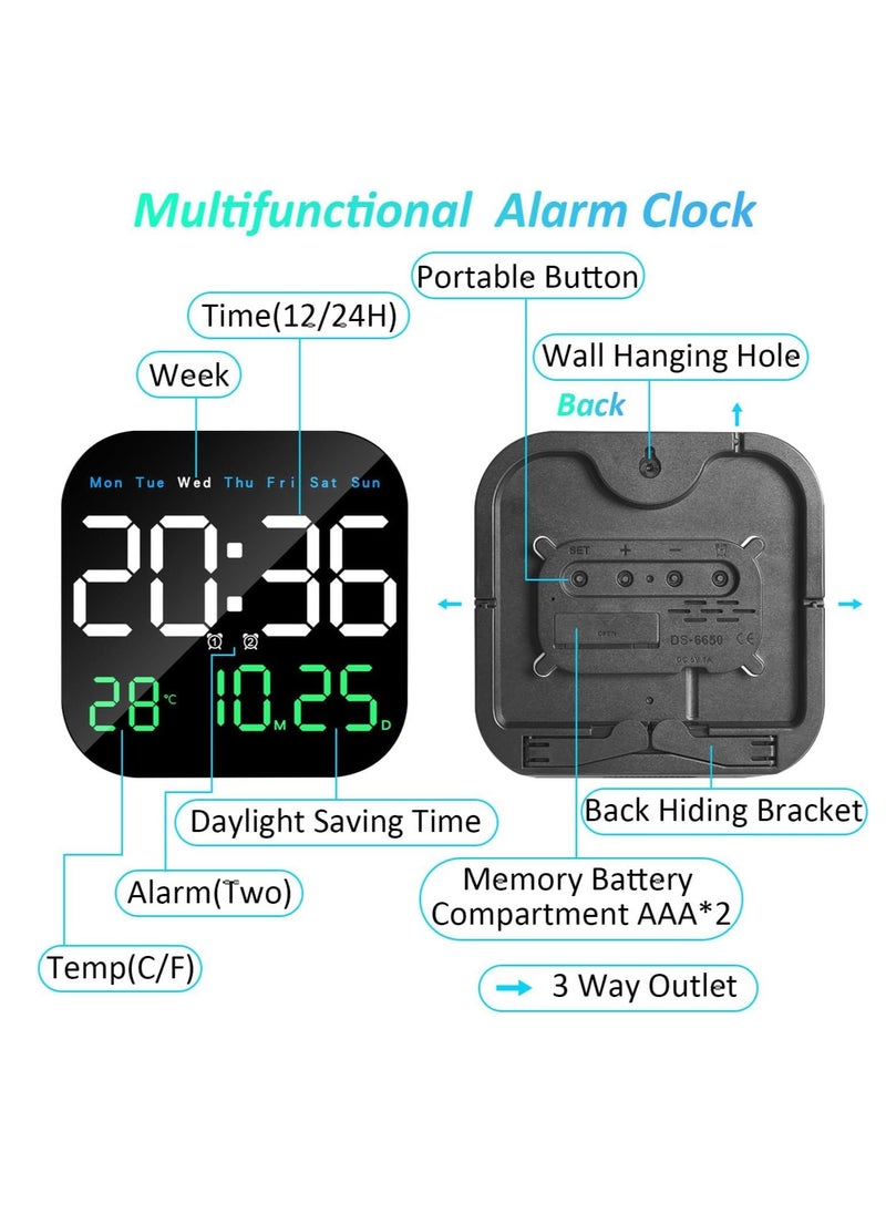 McDou Standing & Hanging Digital Wall Clock, 9'' LED Digital Clock with Remote Control for Living Room Decoration, Week/Date/Temperature in 3 Colors, Auto Brightness  - Image 3
