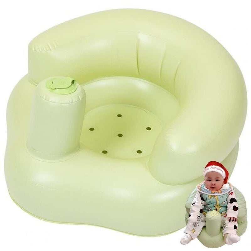 Jolfay Baby Bathtub Green Anti Slip Baby Plastic Bath Chair Bathtub with Inflatable Pump Baby Bath Seat with Non Slip Baby Bathing Essential Summer Kids Bath Tub - Image 1