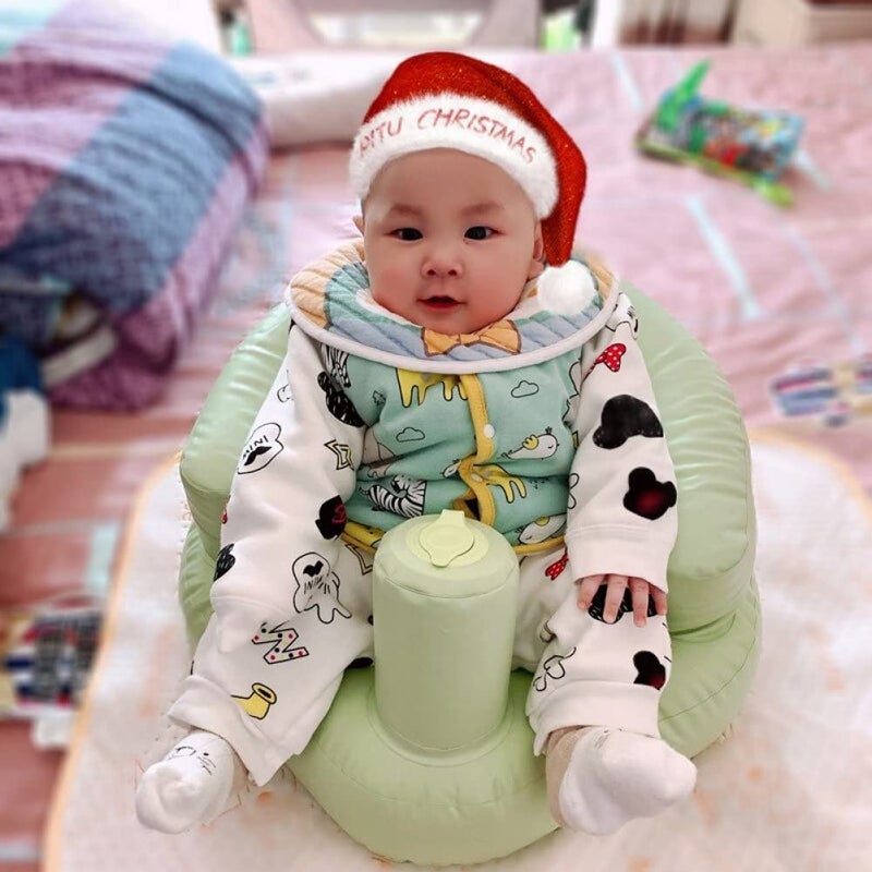 Jolfay Baby Bathtub Green Anti Slip Baby Plastic Bath Chair Bathtub with Inflatable Pump Baby Bath Seat with Non Slip Baby Bathing Essential Summer Kids Bath Tub - Image 2