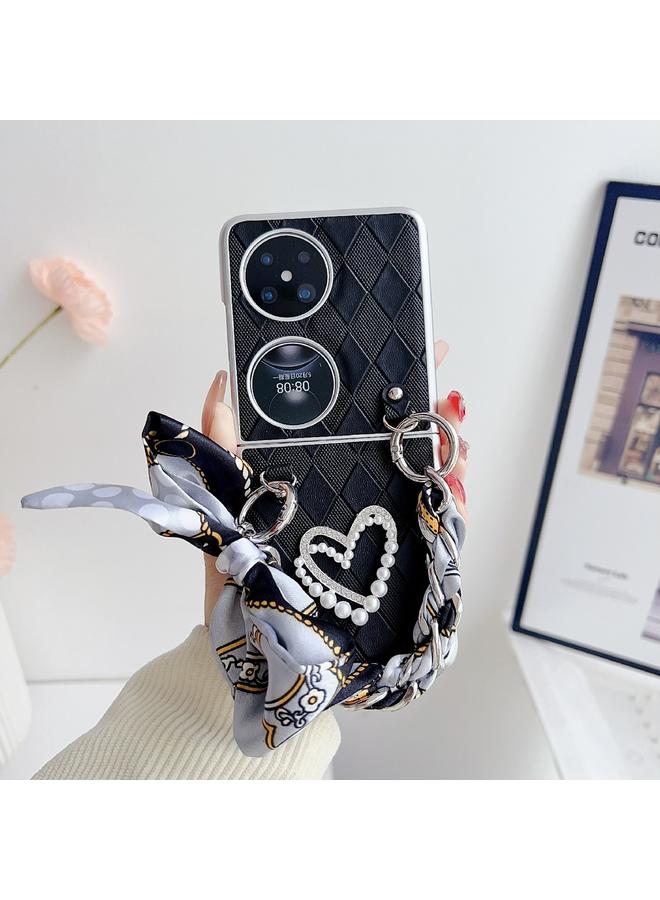Zaboon Case For Huawei P50 Pocket Rhombus Leather Texture Heart-shaped Scarf Bracelet Shockproof Phone Case - Image 2
