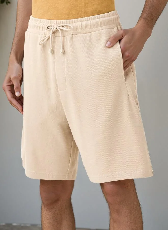 Lee Cooper Logo Applique Shorts with Drawstring Closure