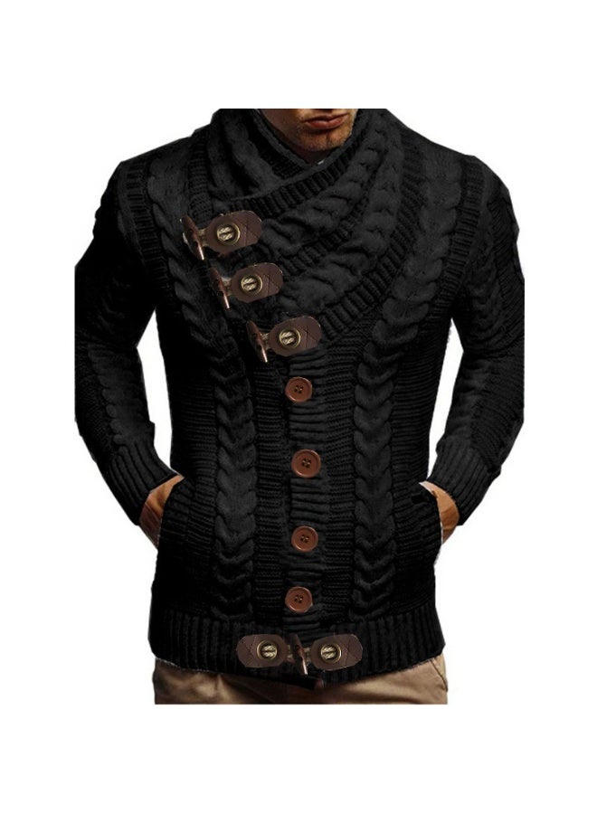 NIBEMINENT Autumn Winter Turtleneck Sweater Men  Casual Solid Knitted Cardigan Men FullSleeve Slim Mens Oversized Sweaters - Image 1