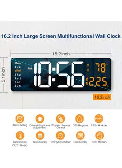 Digital Wall Clock Large Display, 16.2 Inch Large Wall Clocks, Modern LED Digital Clock with Remote Control for Living Room Decor, Automatic Brightness Dimmer Clock with Date Week Temperature (Green) - pzsku/Z39F7E82F5A45EF6FEC95Z/45/_/1728820480/cc97c74f-ec62-408f-8590-a649a481a34b