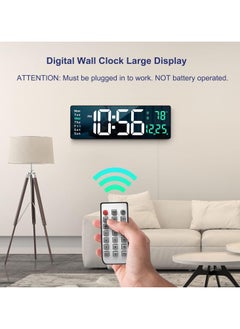 Digital Wall Clock Large Display, 16.2 Inch Large Wall Clocks, Modern LED Digital Clock with Remote Control for Living Room Decor, Automatic Brightness Dimmer Clock with Date Week Temperature (Green) - pzsku/Z39F7E82F5A45EF6FEC95Z/45/_/1728820500/62d5ca6f-cdaf-40a4-9f76-0b28087560c2