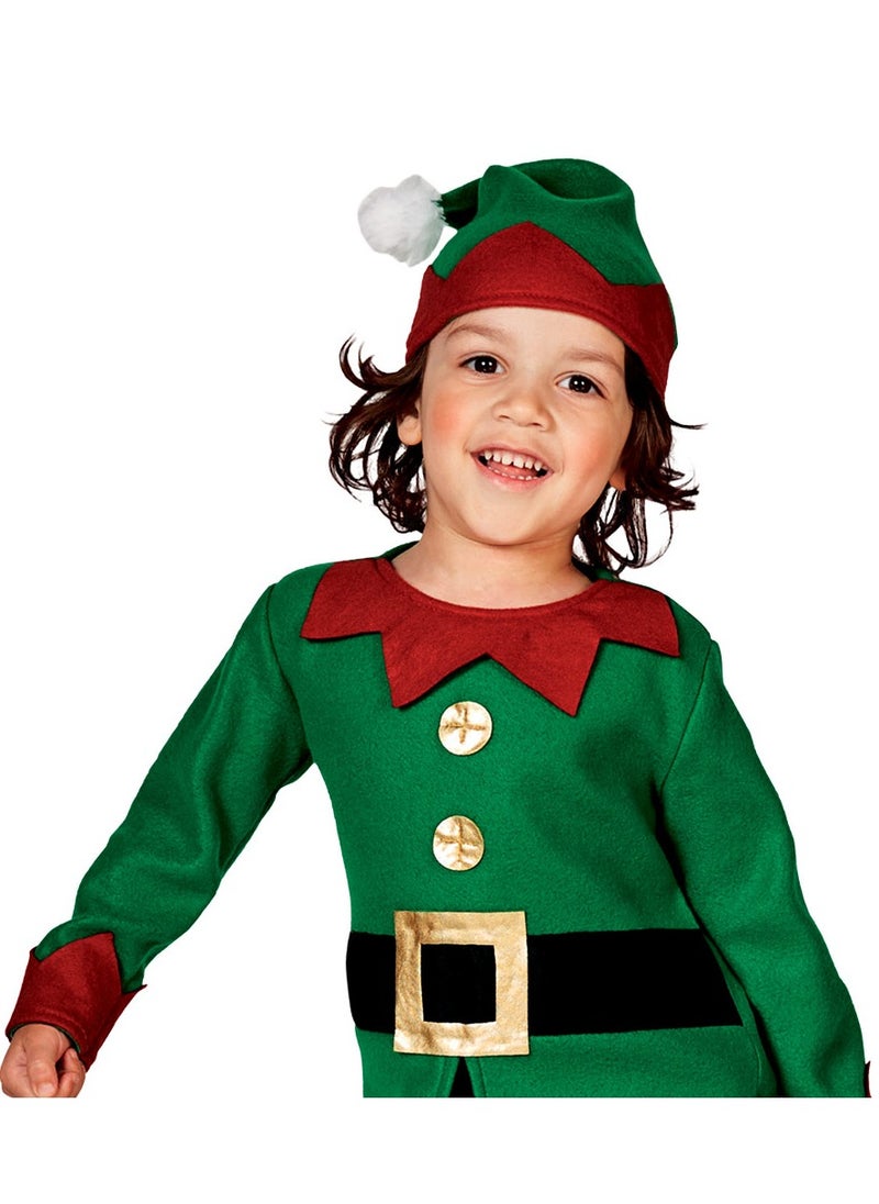 MAD TOYS Little Elf Santa Helper Festive Child Costume, Full Outfit with Belt and Hat Age 3 to 8 years  - Image 2