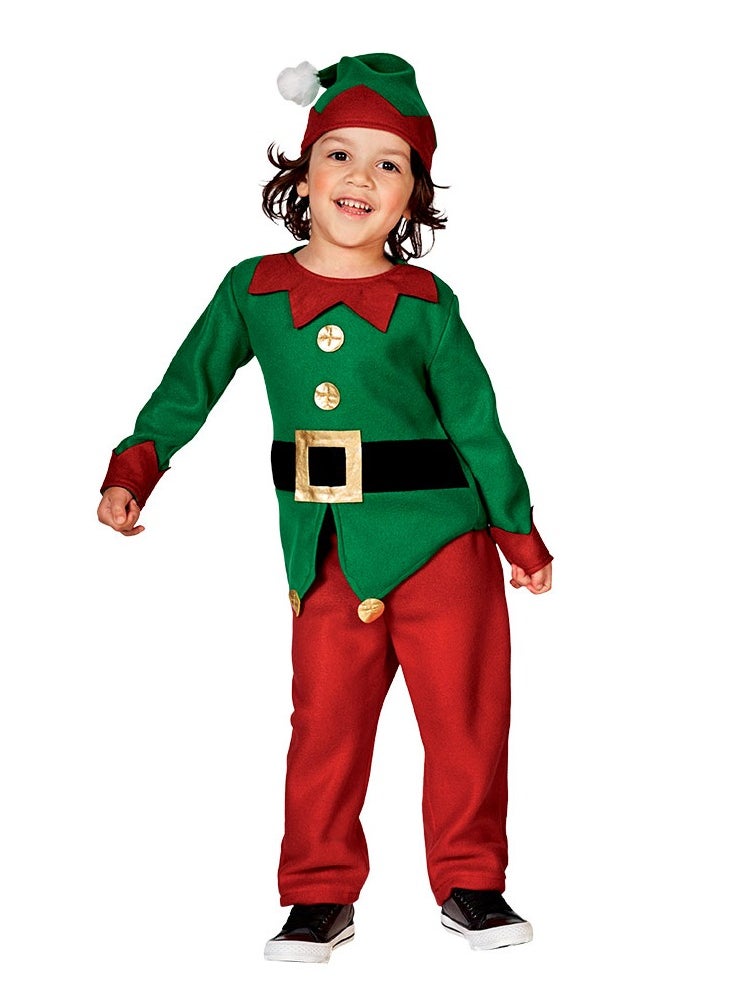 MAD TOYS Little Elf Santa Helper Festive Child Costume, Full Outfit with Belt and Hat Age 3 to 8 years  - Image 1