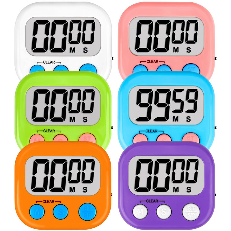 ZILLEEN Classroom Timers for Kids Classroom Magnetic Digital Kitchen Timers for Cooking Teachers Gym Game 6 Pcs - Image 1