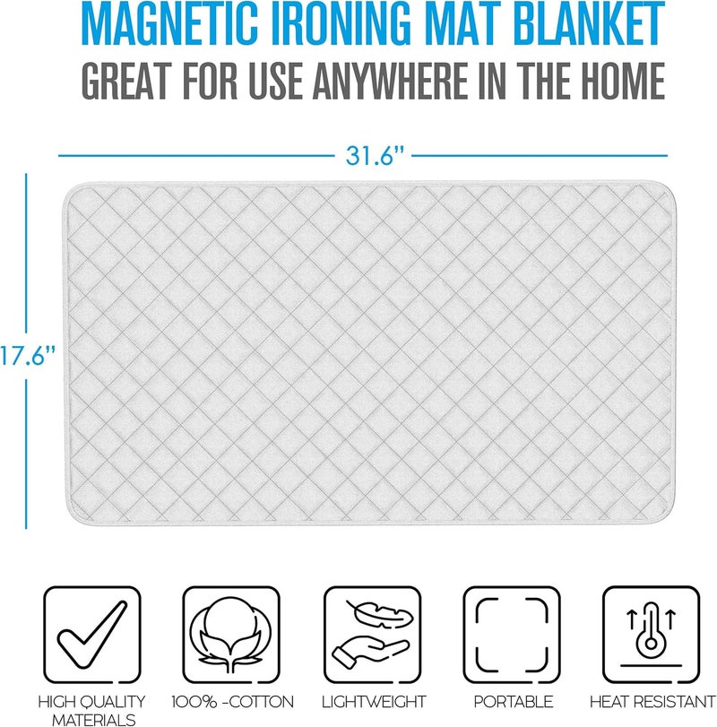 Houseables Ironing Mat, Magnetic Laundry Pad Blanket, 80cm x 48cm, Grey, Quilted, Washer Dryer Heat Resistant Pad, Iron Board Alternative Cover - Image 4