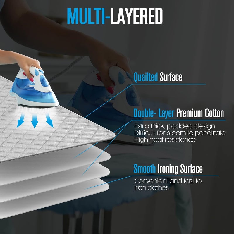Houseables Ironing Mat, Magnetic Laundry Pad Blanket, 80cm x 48cm, Grey, Quilted, Washer Dryer Heat Resistant Pad, Iron Board Alternative Cover - Image 3