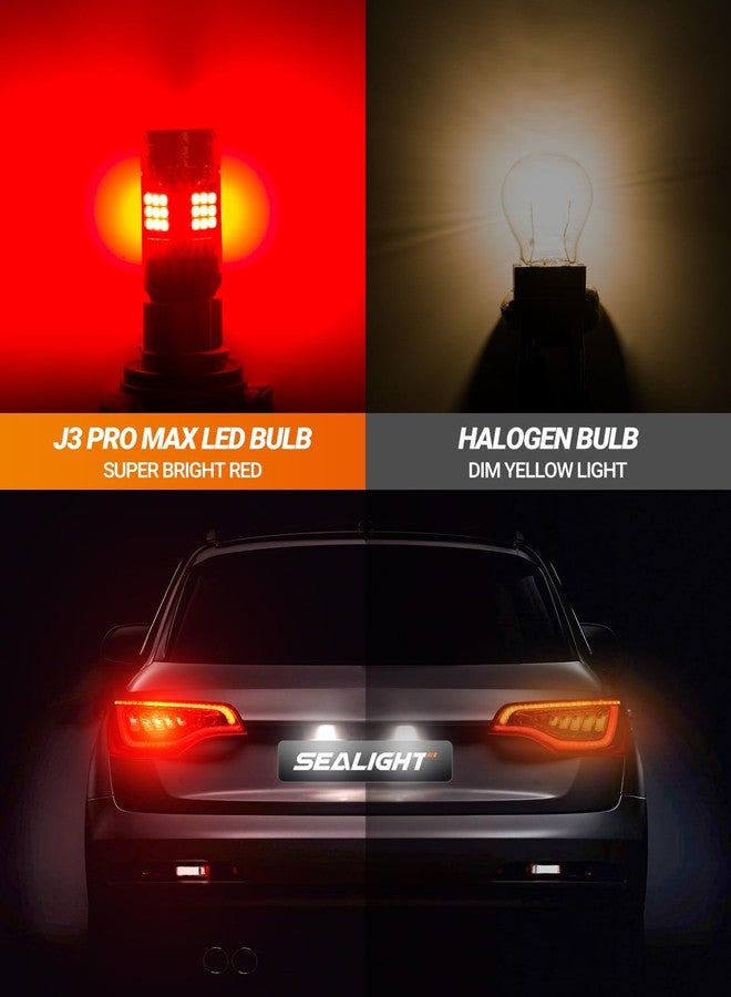 SEALIGHT 3157 LED Bulb Red, Anti Hyper Flashing LED Brake Light Bulbs, 3057 3056 3156 3156 3157NA LED Tail Light Bulbs, Blinker Brake Lights Bulbs, With Built in Resistor, Plug-N-Play, Pack of 2 - Image 2