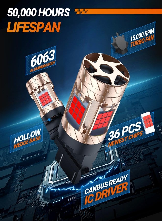 SEALIGHT 3157 LED Bulb Red, Anti Hyper Flashing LED Brake Light Bulbs, 3057 3056 3156 3156 3157NA LED Tail Light Bulbs, Blinker Brake Lights Bulbs, With Built in Resistor, Plug-N-Play, Pack of 2 - Image 5