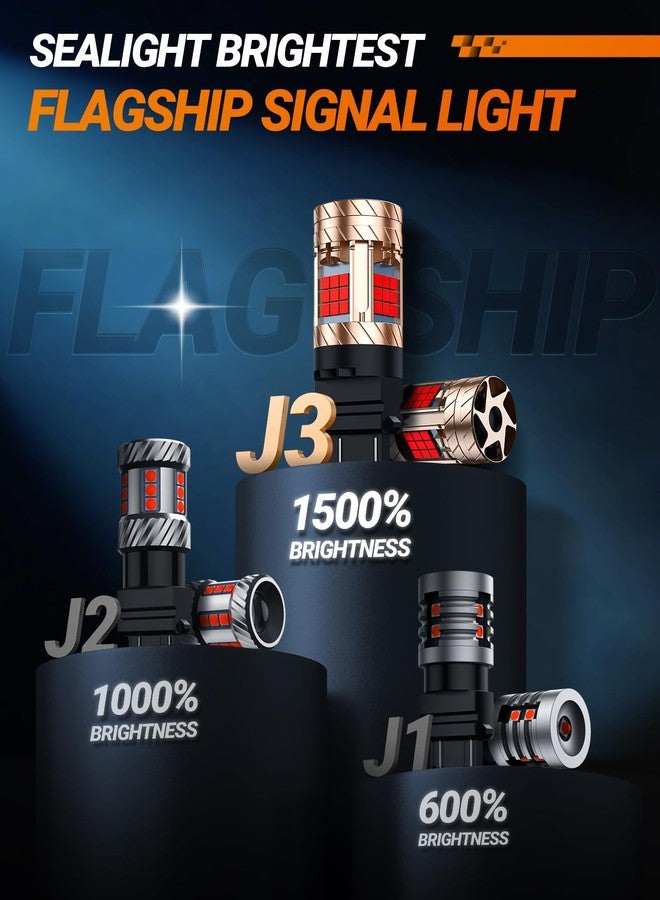 SEALIGHT 3157 LED Bulb Red, Anti Hyper Flashing LED Brake Light Bulbs, 3057 3056 3156 3156 3157NA LED Tail Light Bulbs, Blinker Brake Lights Bulbs, With Built in Resistor, Plug-N-Play, Pack of 2 - Image 4