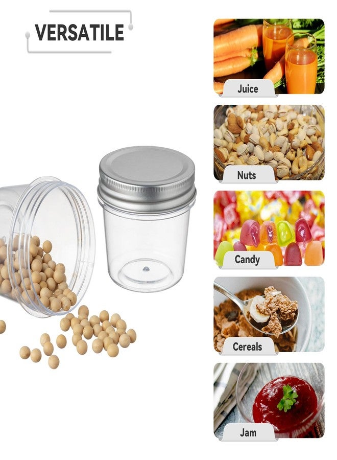 novelinks Plastic Jars With Lids 60Pcs 4oz Mason Jars Silver Plastic Jar Food Storage Small Mason Jars 4 oz for Milkshakes Juice Nuts Cupcakes Candy (Silver, 60 Pack 4 Ounce) - Image 4