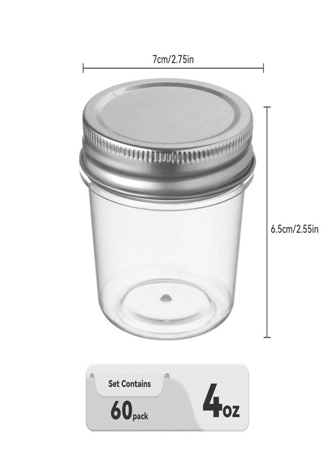 novelinks Plastic Jars With Lids 60Pcs 4oz Mason Jars Silver Plastic Jar Food Storage Small Mason Jars 4 oz for Milkshakes Juice Nuts Cupcakes Candy (Silver, 60 Pack 4 Ounce) - Image 2