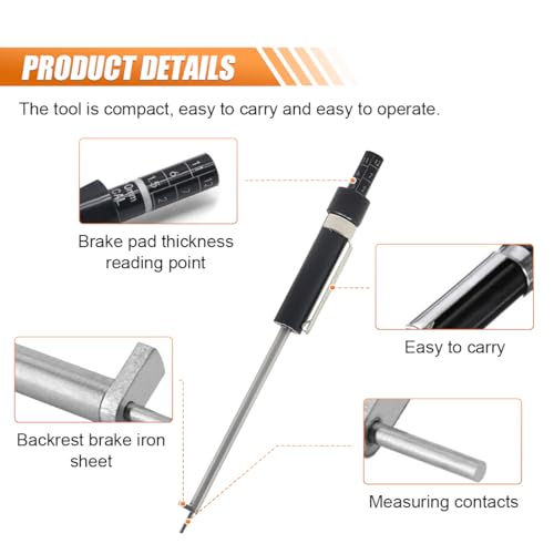 KITUREK Brake Pad Thickness Gauge Measure Tool with Scale, Car Brake Pad Detection Pen Scale Tire Tread Depth Gauge, 1.5mm Thickness Base Plate Brake Pad Tester for Internal External - Image 3