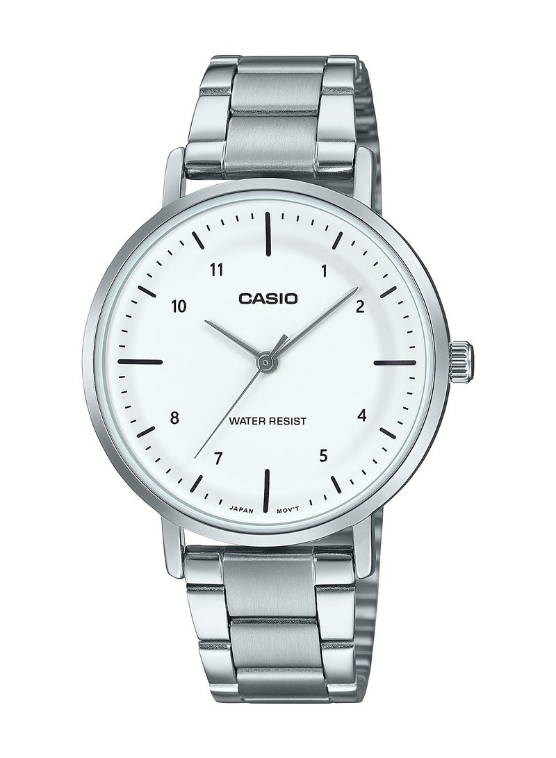 CASIO Analog Quartz White Dial Stainless Steel Women's Watch LTP-VT03D-7B