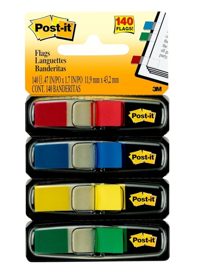 بوست إت 3M 683-4 - أعلام فهرس لاصقة 12 ملم 140 علامة تبويب 4 ألوان متنوعة 683-4 - Image 1