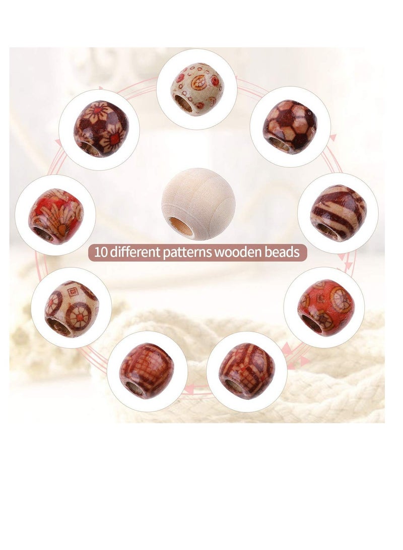 إكسفور 109 Yadrs 3mm Natural Macrame Cord Kit with 100 pcs Wood Beads 6pcs Wood Ring and 2 pcs Wooden Stick for Crafts,DIY Plant Hangers - Image 4