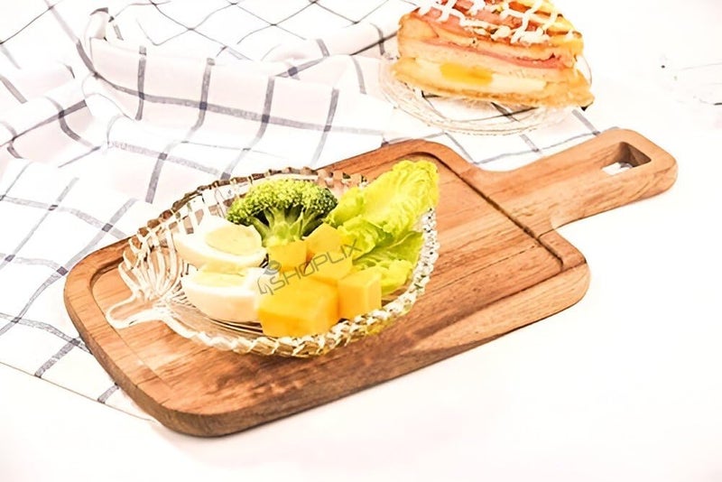 SHOPLIX SHOPLIX Leaf Shape Glass Serving Tray Plate - Elegant 20cm Transparent Crystal Design | Perfect for Dry Fruits, Snacks, Sweets, Chocolates, Home & Festive Decor - Lightweight & Durable (1 Piece) - Image 4