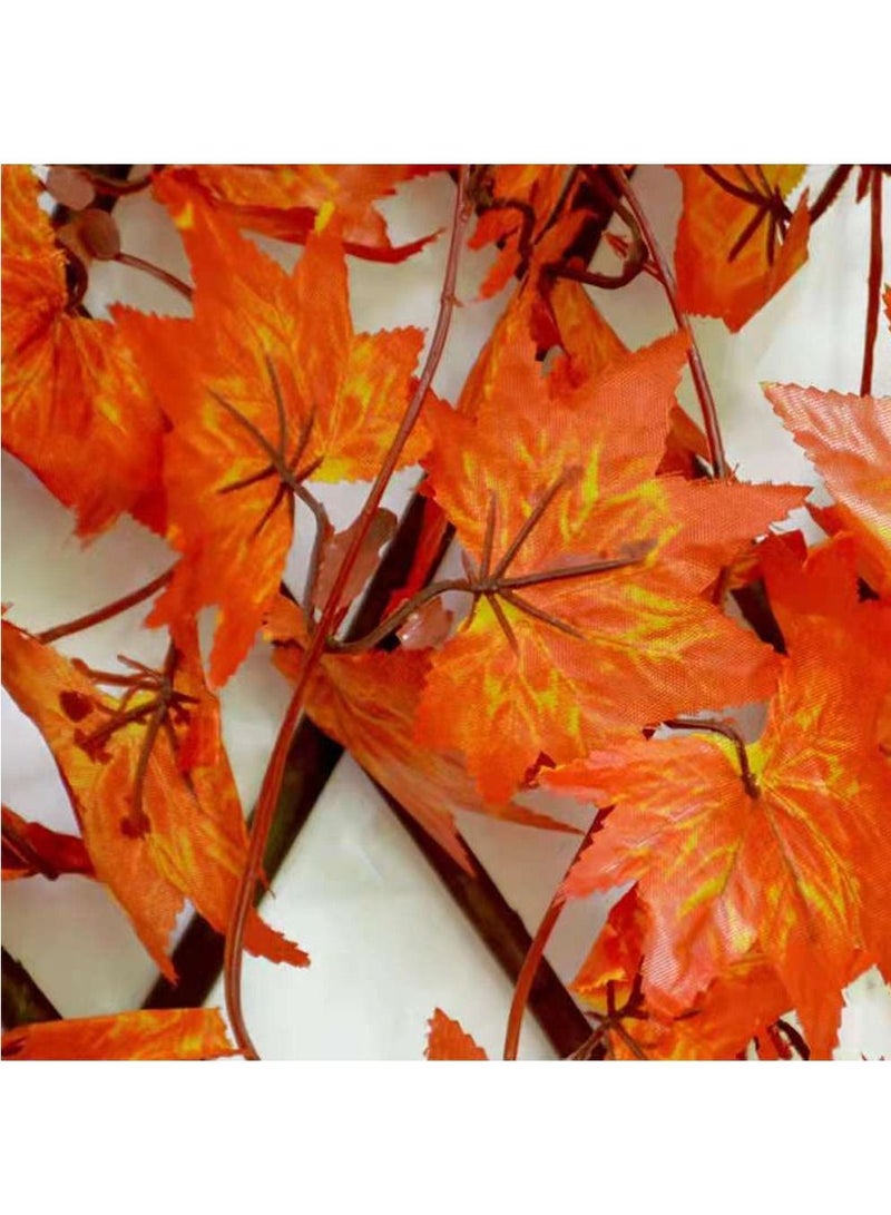 LINGWEI Bamboo Wooden Fence With Artificial Plants Orange Maple Leaves Expandable Wicker For Home Garden Decoration 4pcs - Image 4