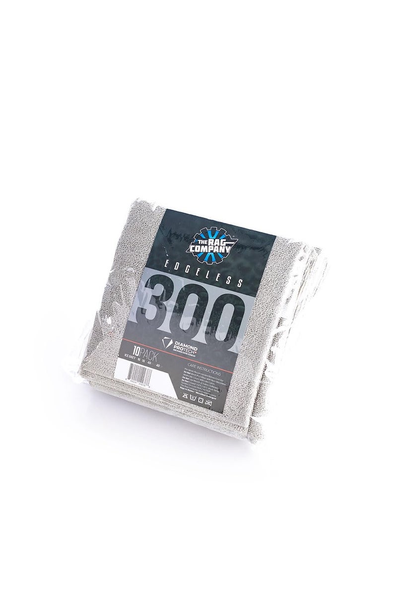 The Rag Company - Edgeless 300 - Microfiber Detailing Towels, Perfect for Removing Polishes, Sealants, and Glaze; Great for Interior Cleaning and Dirty Jobs; 300GSM, 16in x 16in, Ice Grey (10-Pack) - Image 3