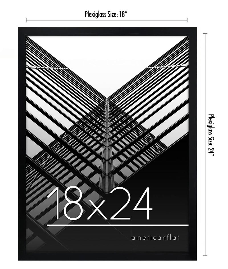Americanflat 18x24 Poster Frame with Polished Plexiglass - Streamline Collection - Thin Border Picture Frame for Wall Display - Hanging Hardware Included - Black - Image 2