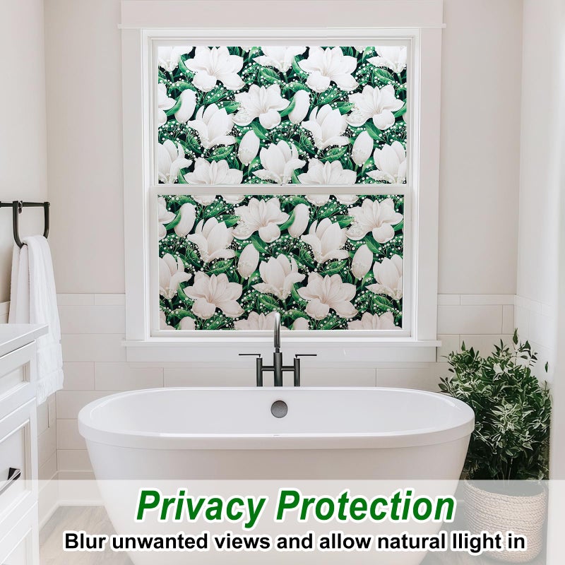 SOMWISE Frosted Glass Window Film, Heat Insulation, UV Block, Anti-Glare, One Way Privacy Tint, Static Cling for Home Bathroom Door, Renter Friendly, Day & Night Privacy - Image 2