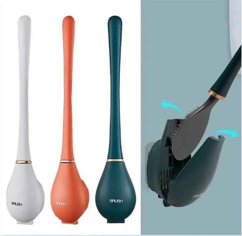 KESRINPLUS Elegant Wall-Hung Toilet Brush & Holder - Flexible Bristles, Minimalist Design (Multicolor) - Image 3