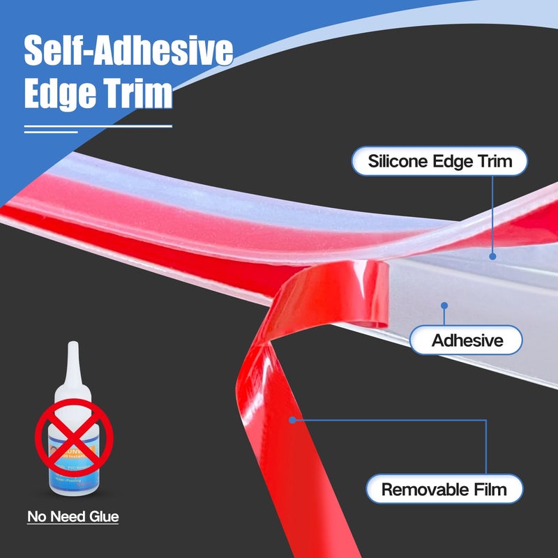 Protalwell Clear Rubber Edge Trim, Self-Adhesive Transparent Edge Protector for Sheet Metal Parts, Car Doors, Flexible Silicone Rubber Material, Size 1/16"(1.5mm), Fit 0-3/32"(2mm), U Channel Edge Guard, 10Ft - Image 4